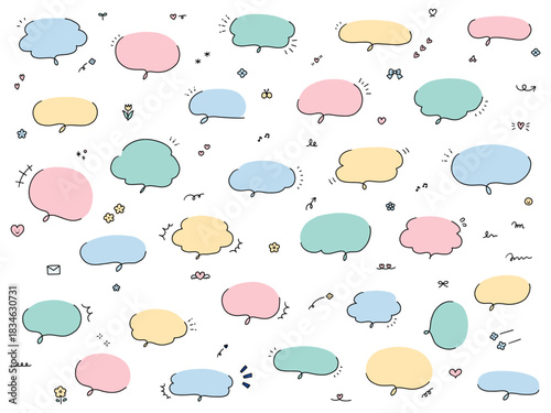 かわいい手書きのふきだしセット