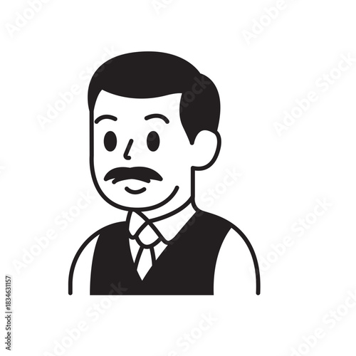 Monochrome Business Man Executive Avatar Icon