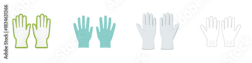 Wallpaper Mural Medical Gloves Icons in Different Styles on White Background Torontodigital.ca