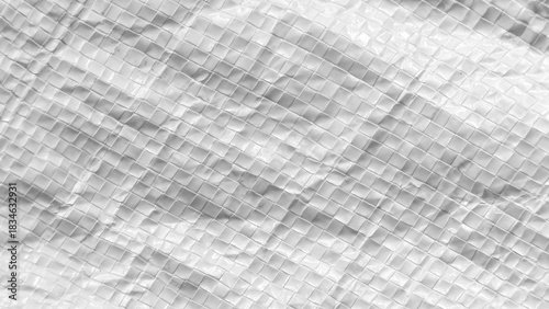 Clean White Woven Plastic Tarpaulin Texture Background with Crinkled Surface and Diagonal Grid Pattern for Minimal Design