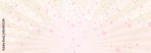 光と花びらと桜の花柄　華やかな和風背景イラスト