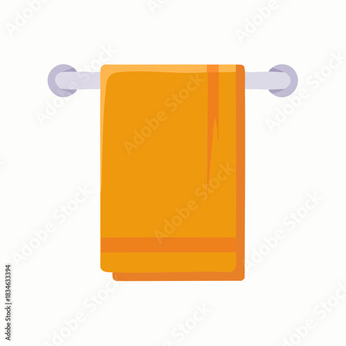 Orange towel hanging on a silver rack.