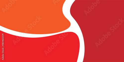 Abstract red and orange wavy background with smooth curved shapes and flowing white lines. For carpets and wall stickers.