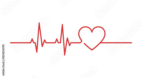 Heartbeat pulse line with a heart shape at the end symbolizing life and health