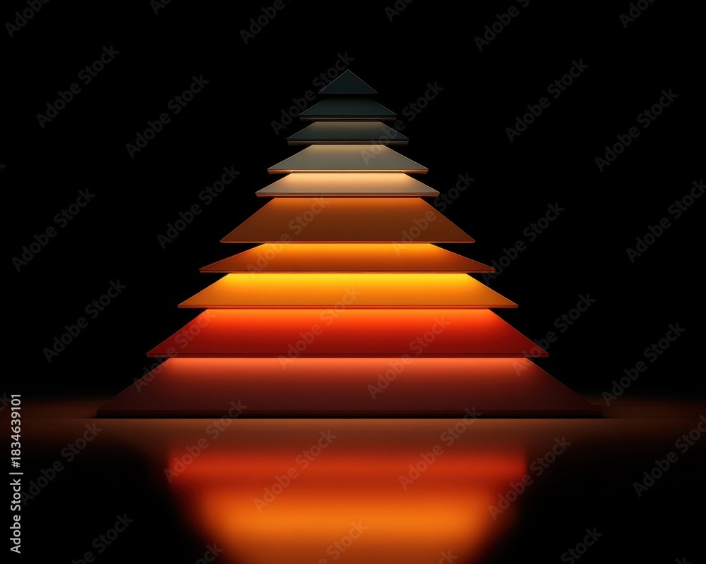 Obraz premium Colorful Geometric Pyramid Layers with Gradients and Shadows