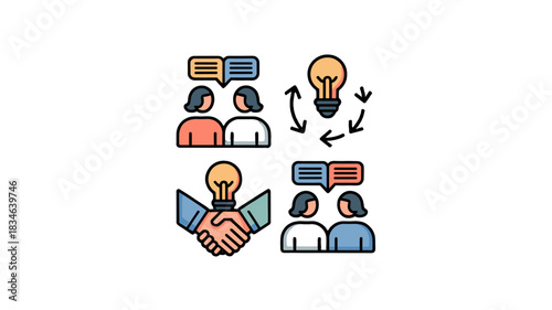 Ideas, Innovation, and Collaboration: Illustration of teamwork.