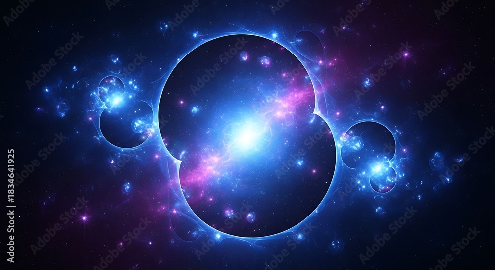 Fototapeta premium Nebula Formation with Circular Elements on an Intriguing Cosmic Backdrop