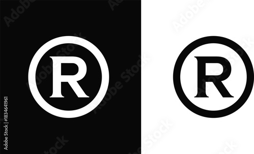 Registered trademark symbol vector illustration, bold letter R in circle, copyright and brand identity protection icon, intellectual property rights design isolated on white background