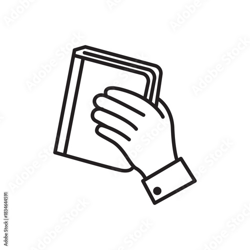 Hand Holding Book or Envelope Outline Icon