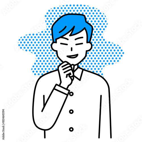 悪巧みをする若い男性