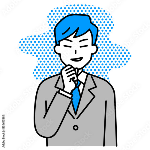 悪巧みをするスーツの男性