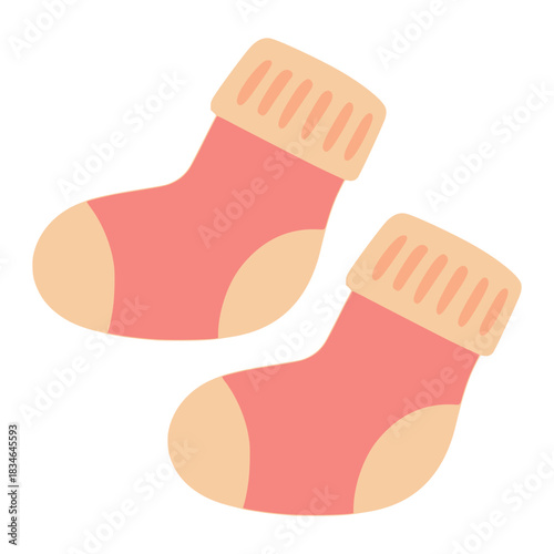 cartoon warm female socks winter fashion flat color vector illustration template design