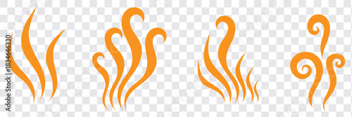 Smoke steam icon set vector hot aroma heat design on transparent background