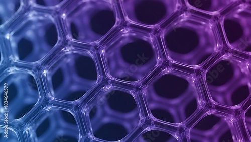 Abstract Hexagonal Molecular Structure with Vibrant Blue and Purple Gradient