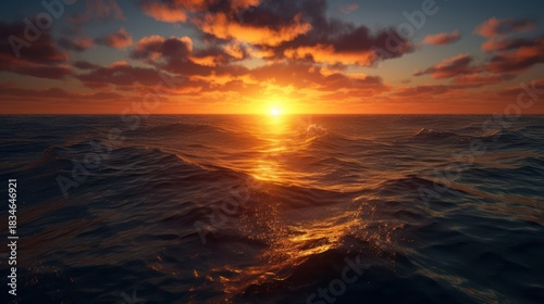 Spectacular Sunset Over the Ocean - A Breathtaking View of the Horizon.