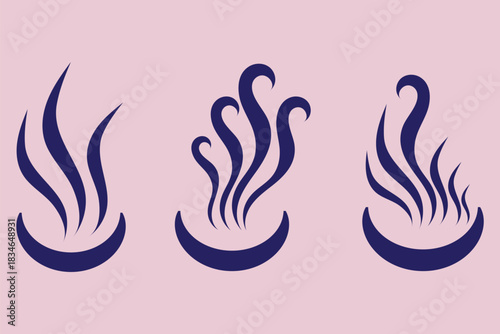 Doodle smoke icons set. Water steam symbols. Hand drawn hot vapors. Line air smell symbols. Doodle fire smoke icons. Vector illustration isolated on white background