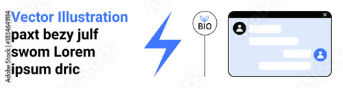 Online communication, social networking, user profiles, bio information, messaging, user interface. Chat screen with user icons and bio indicator. Online communication and user profiles concept