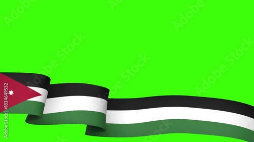 Waving Jordan Flag Ribbon on greenscreen background