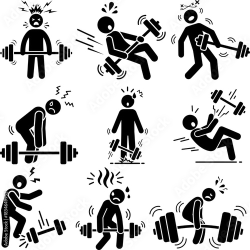 Man Failing to Lift Heavy Barbell Due to Weight and Strain