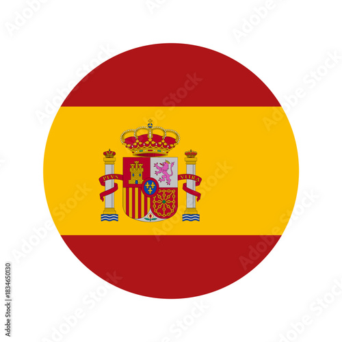 Spain Flag Circle Icon. Vector illustration.