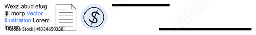 Financial management, accounting services, currency transactions, documentation, economic strategy, budgeting. ion of a dollar symbol and document graphic. Financial management and accounting