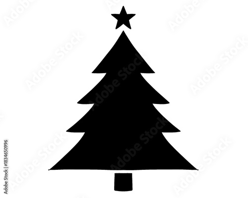 Christmas tree silhouette, icon isolated on white background
