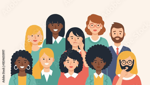 Diverse group of people smiling and looking at the camera together.