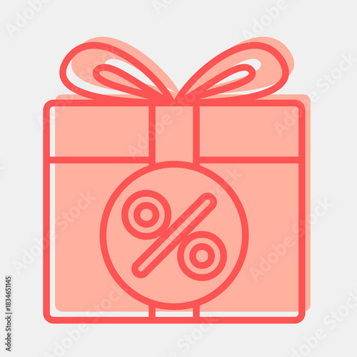 Icon gift. Black Friday Sale elements. Icon in two tone style.