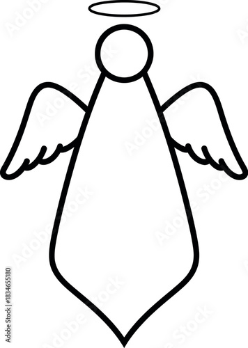 Elegant minimalist angel wing silhouette with teardrop shape