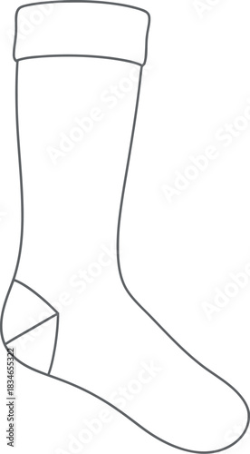 Minimalist sock outline with clean toe and cuff detail