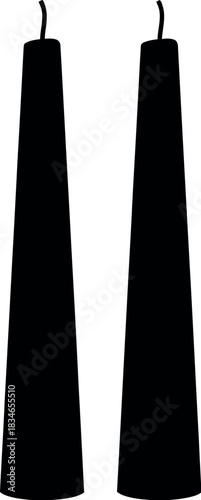 Elegant silhouette of two tapered candles with straight edges