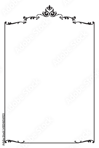 Elegant Black Floral Arch Frame for Certificate or Document. 139