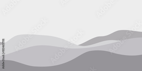 Abstract layered gray waves forming a smooth undulating landscape with soft curves.