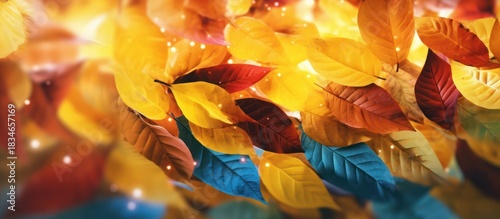 Autumnal Foliage - A Vibrant Display of Colorful Leaves in Natures Embrace.