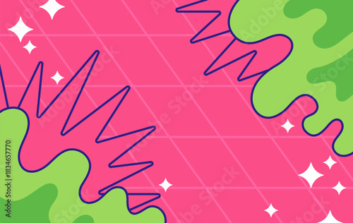 Vibrant abstract background with neon shapes and playful liquid elements