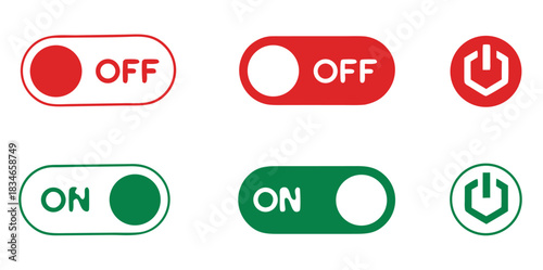 Power icon set. On off power button icon. Switch on switch off icon, vector illustration.Shutdown icon set, power icon, on off sign. Vector illustration flat editable set of illustration
