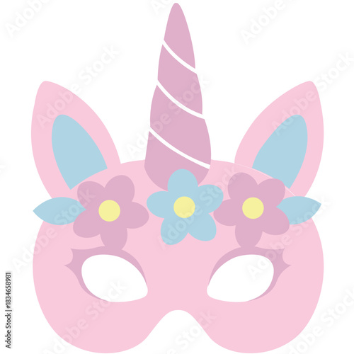 Cute pastel unicorn mask icon, perfect for gentle, fairy-tale parties, or illustrating soft, magical, and elegant character art.