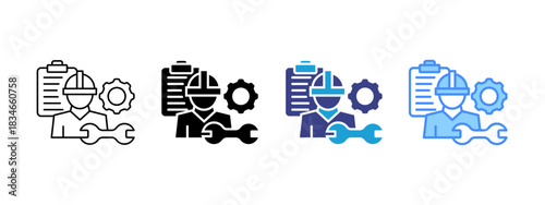 Technician icon set multiple style collection