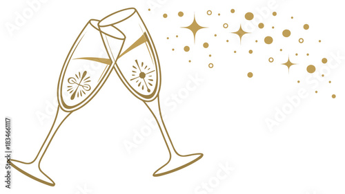 Two champagne glasses with wine for a holiday celebration party