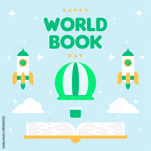 World book day web banner background illustration
