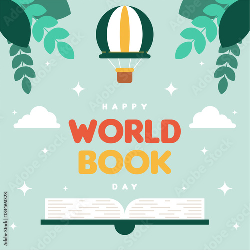 World book day web banner background illustration