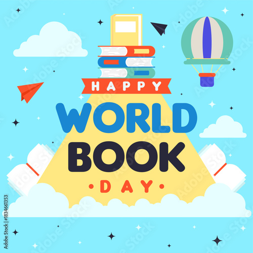 World book day web banner background illustration