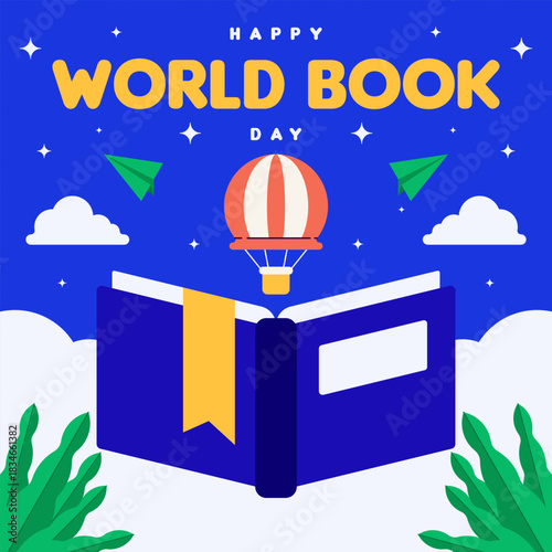 World book day web banner background illustration