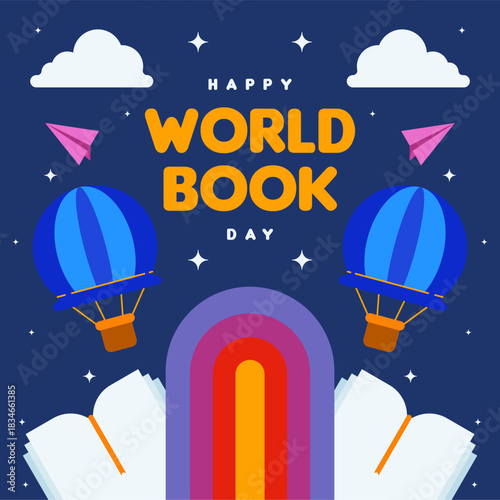 World book day web banner background illustration