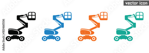 Elevate your project with this boom lift icon set for construction, Lift logo designs. lift equipment vector illustration
