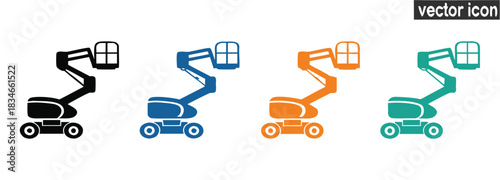 Elevate your project with this boom lift icon set for construction, Lift logo designs. lift equipment vector illustration
