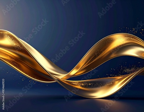 Soft Golden Ribbon Flow Abstract Background
