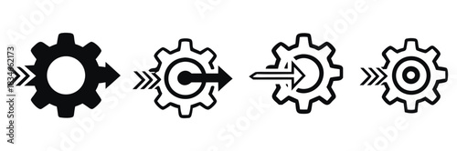 Dynamic gear icons illustrate process flow, efficiency, and system integration for modern business operations and technological advancement
