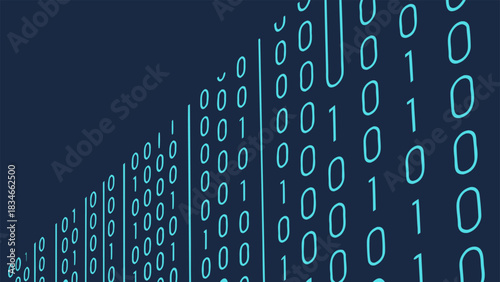Binary Code Data Stream Digital Technology Background with vector illustration