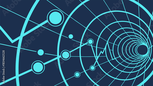 Abstract Digital Data Network Technology Futuristic Tunnel with vector illustration